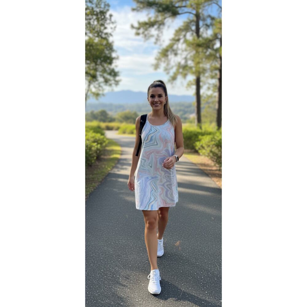 Old Navy Sleeveless PowerSoft‎ Performance Racer-Back Multicolor Swing Dress 2X